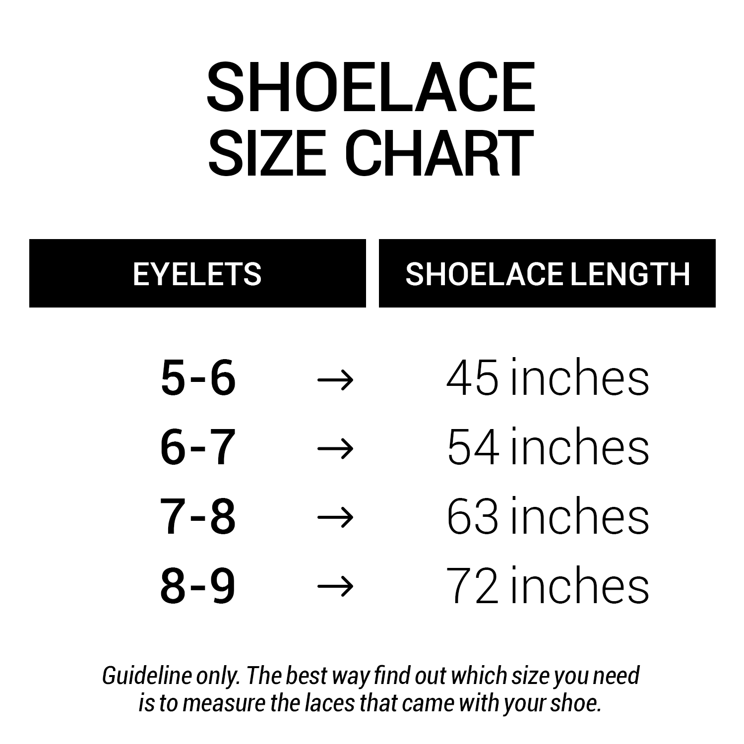 Lace Size Chart